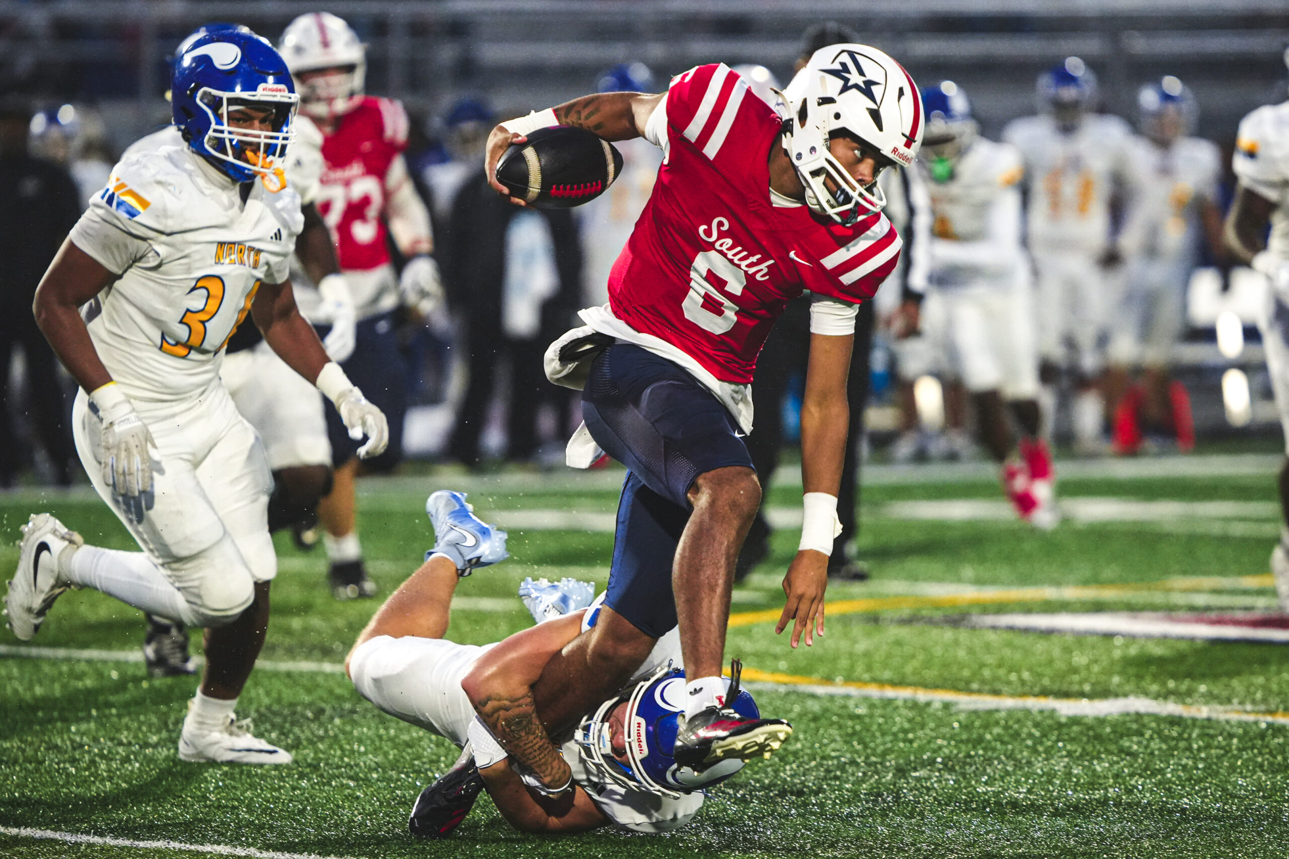 Millard South’s Trae Taylor scores seven touchdowns as Patriots hold off Omaha North