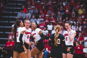 Left Sides Lead No. 1 Nebraska Volleyball to Sweep at No. 15 Indiana