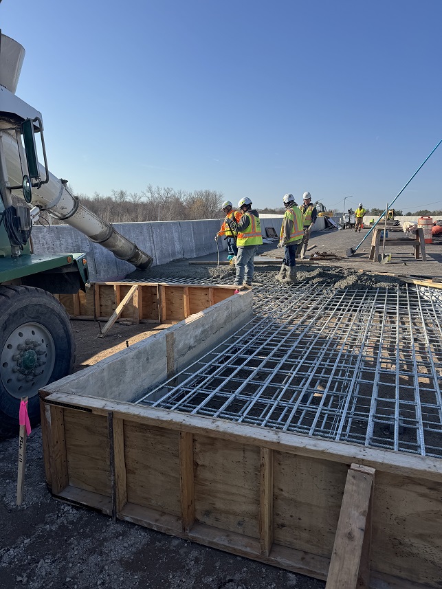 Concrete pour for the approach slab for the new Route 15 NB Exit 64A bridge to East Main Street