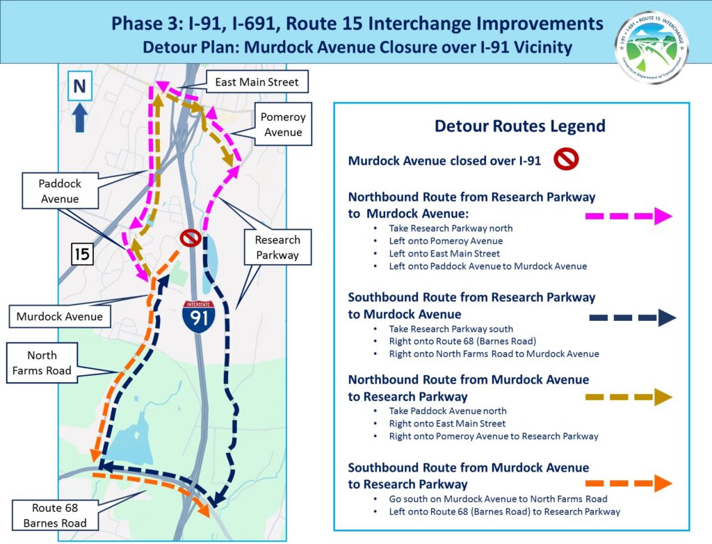 Map of detour routes