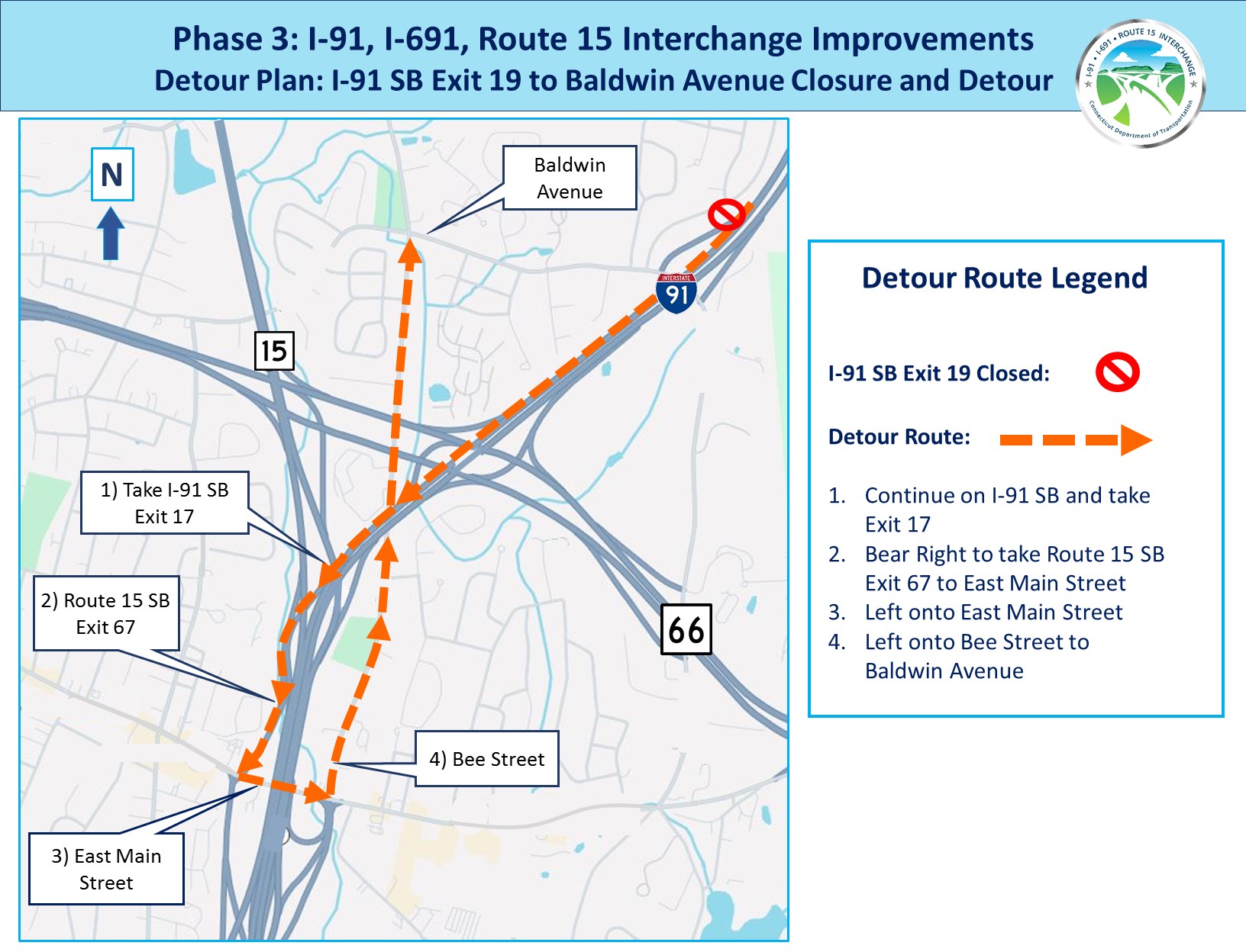 Phase 3: I-91 SB Exit 19 Ramp Closure and Detour – I-91/I-691/Route 15 ...