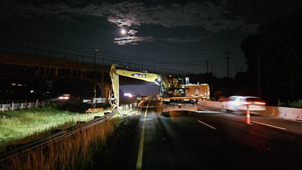 Metal beam rail removal under Murdock Avenue