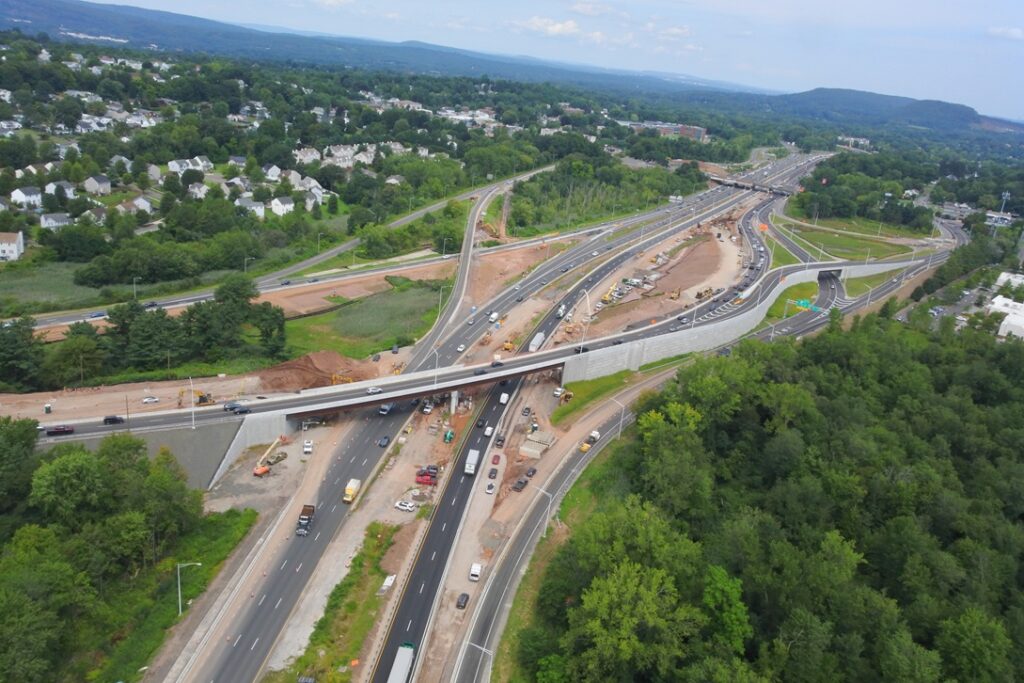 Facing North, Route 15 NB over I-91 with new ramp to East Main Street
