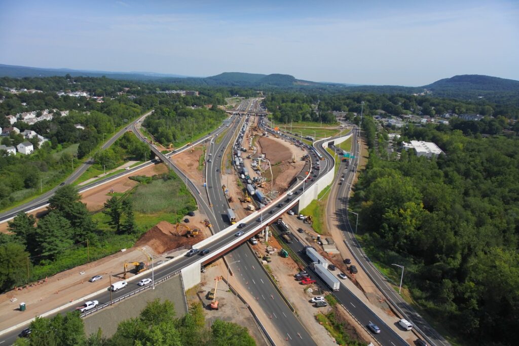 Facing North, new Route 15 NB bridge over I-91