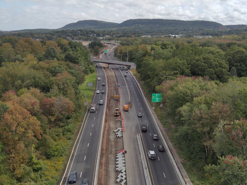 Facing north - Paddock Avenue Bridge over Route 15 work site in the median