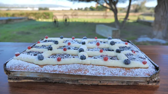 COCA DE RAÏSSONS CREMA BLANCA I FRUITA VERMELLA