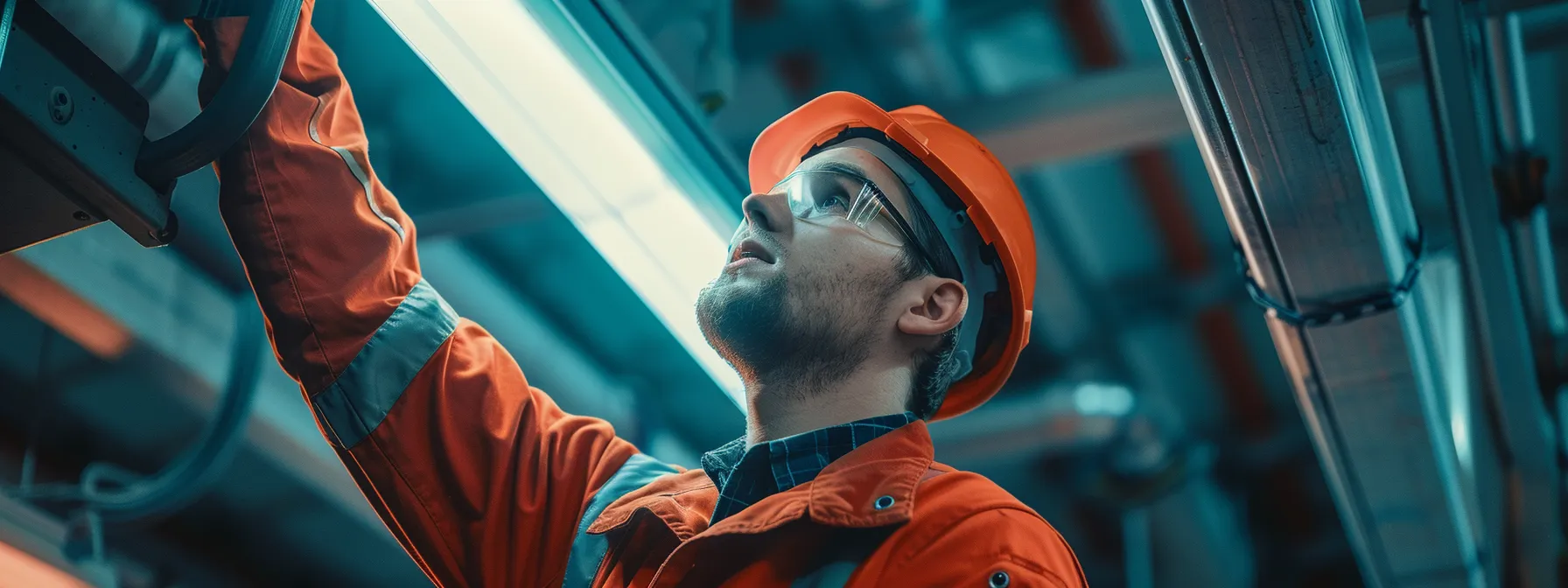 Comprehensive Guide to Man Lift Rental Inspection for Safety Compliance 4 a technician examining a man lift closely, inspecting for hydraulic leaks, electrical malfunctions, mechanical wear, and safety device issues to ensure safety compliance and equipment reliability.