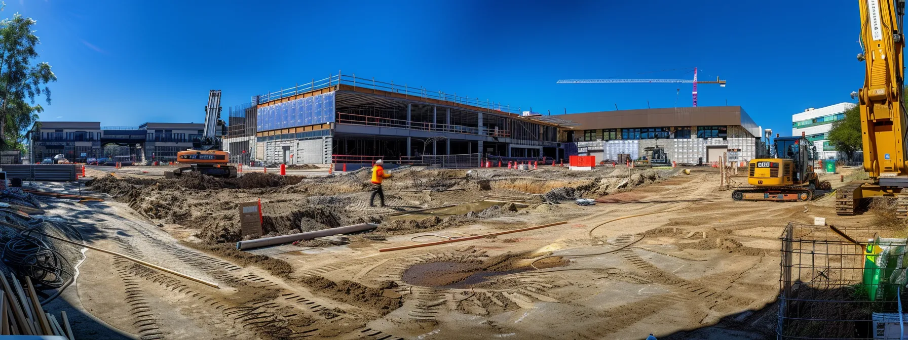 Understanding State-Specific Man Lift Rental Laws 5 a construction site with workers halted and fined due to non-compliance with state laws regarding man lift rentals.