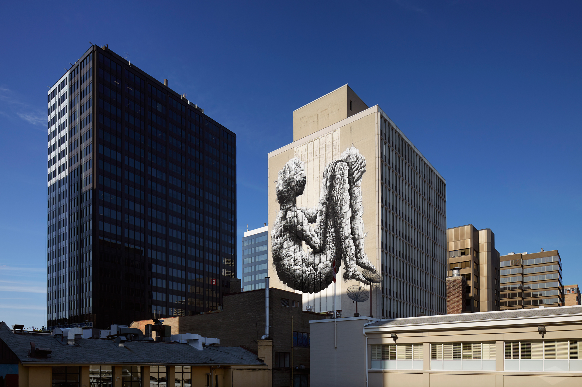 Phlegm Finishes Giant Mural in Downtown Toronto