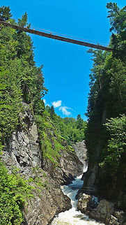 Canyon bridge This is a vertical panorama photo of st. Anne's Canyon in Quebec, Canada Bridge,Canada,Canyon,Geotagged,North America,Panorama,Quebec