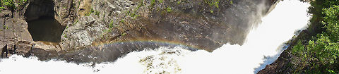 Canyon Waterfall Panorama Wide panorama shot of the upper waterfall in st. Anne's Canyon in Quebec, Canada Canada,Canyon,North America,Panorama,Quebec,Waterfall