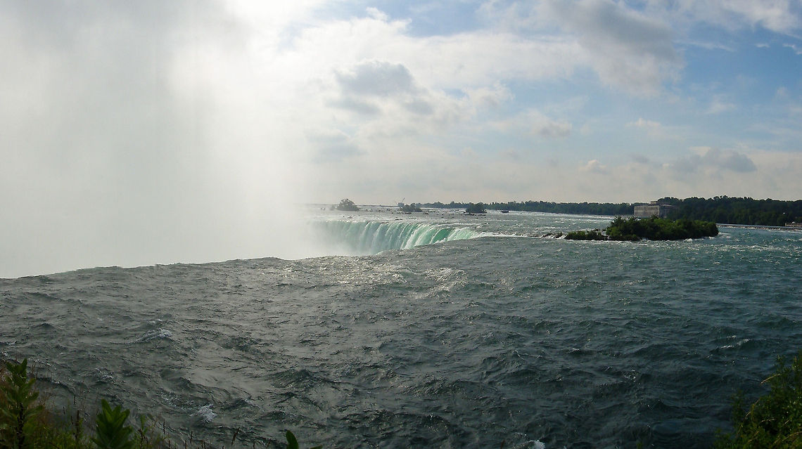 Niagara horseshoe falls top This is at the very top of the Canadian side of the Niagara horseshoe falls. You can see the water plunging over the edge here. Canada,Niagara Falls,North America,Waterfall