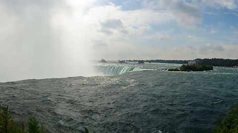 Niagara horseshoe falls top This is at the very top of the Canadian side of the Niagara horseshoe falls. You can see the water plunging over the edge here. Canada,Niagara Falls,North America,Waterfall