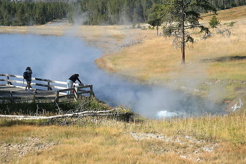 Boiling lake This geothermal lake was photographed at Yellowstone National Park Lake,National park,North America,United States,Yellowstone national park