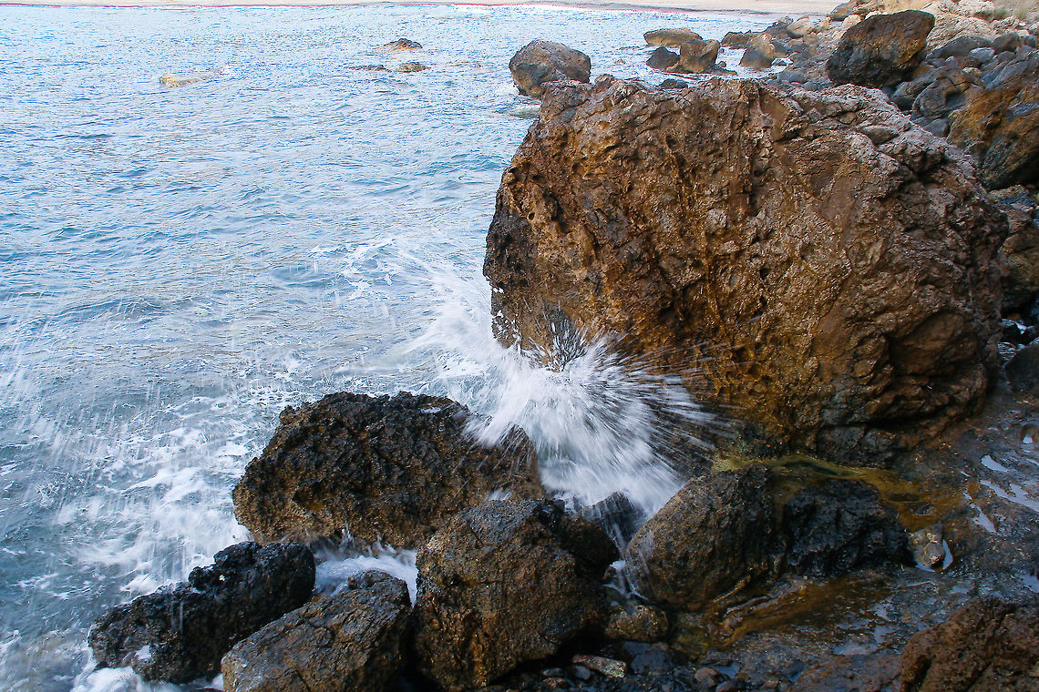 Crashing waves This action picture was taken in west-Crete on a rocky beach Beach,Crete,Europe,Greece,Waves