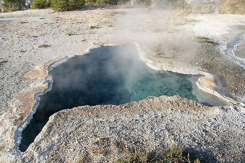 Sulphur pool This little sulphur pool has crystal clear water that is pretty hot due to the geothermally active soil Geotagged,National park,North America,United States,Yellowstone National Park