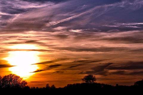Sunset: colors in the sky A purple to gold range of colours at sunset. Landscapes,Sunset,The Netherlands