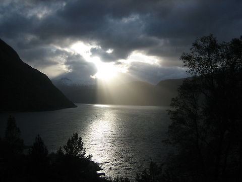 Thunderstorm in Norway Norway fjord with upcoming thunderstorm Clouds,Fjord,Landscapes,Light beam,Norway