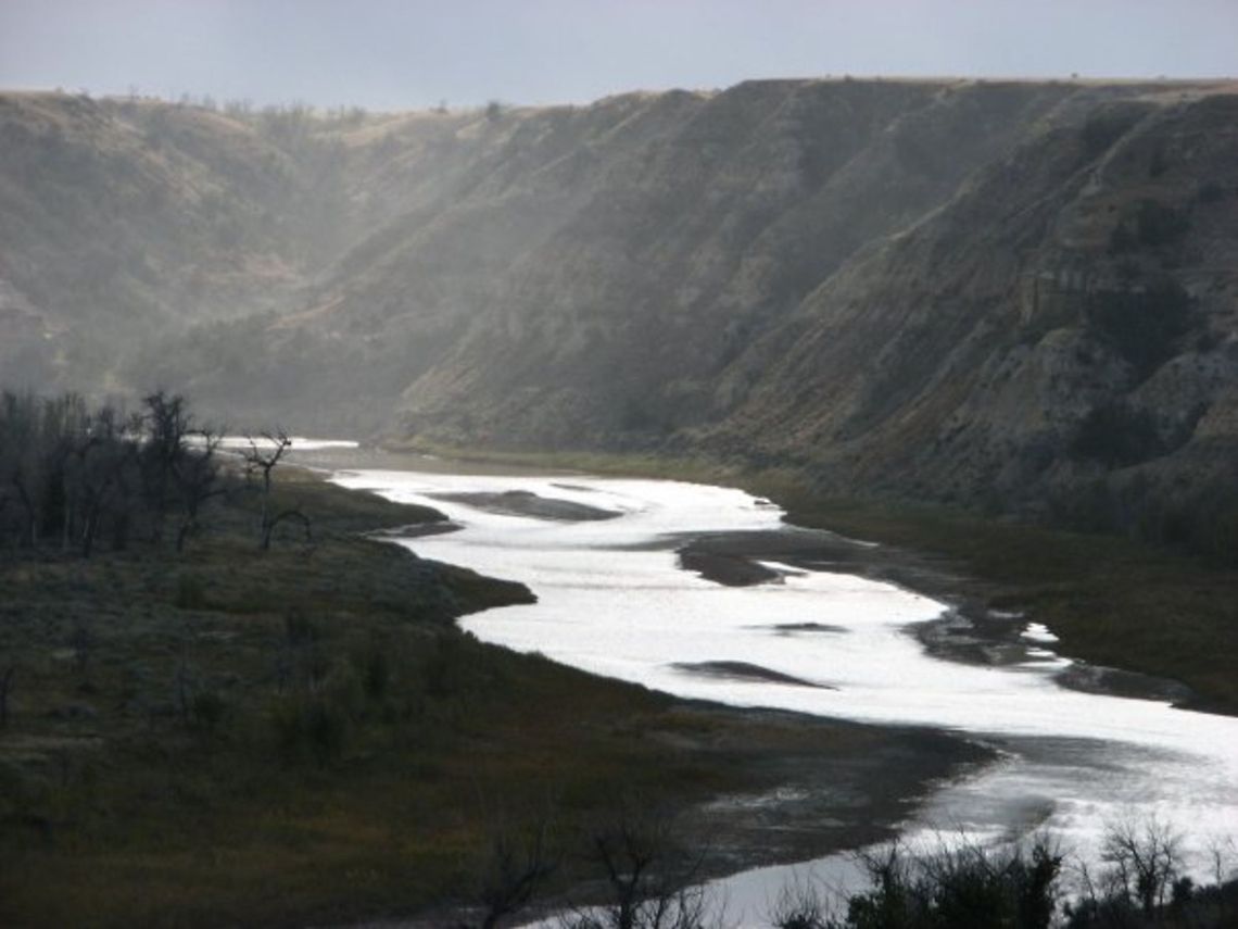 Badlands, North Dakota Valley of the badlands in North Dakota. Geotagged,North Dakota,United States,landscape,river