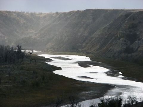 Badlands, North Dakota Valley of the badlands in North Dakota. Geotagged,North Dakota,United States,landscape,river