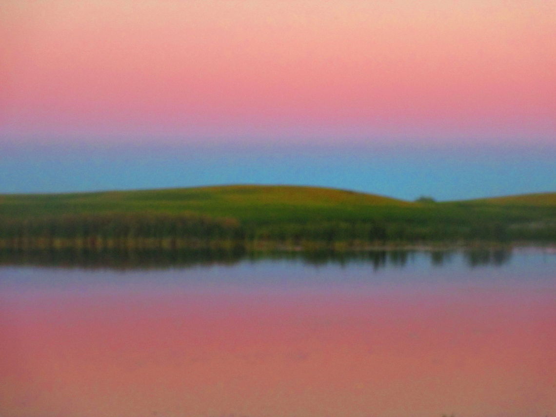 Land and sky as one  North America,North Dakota,landscape,rainbow sunset,sunset