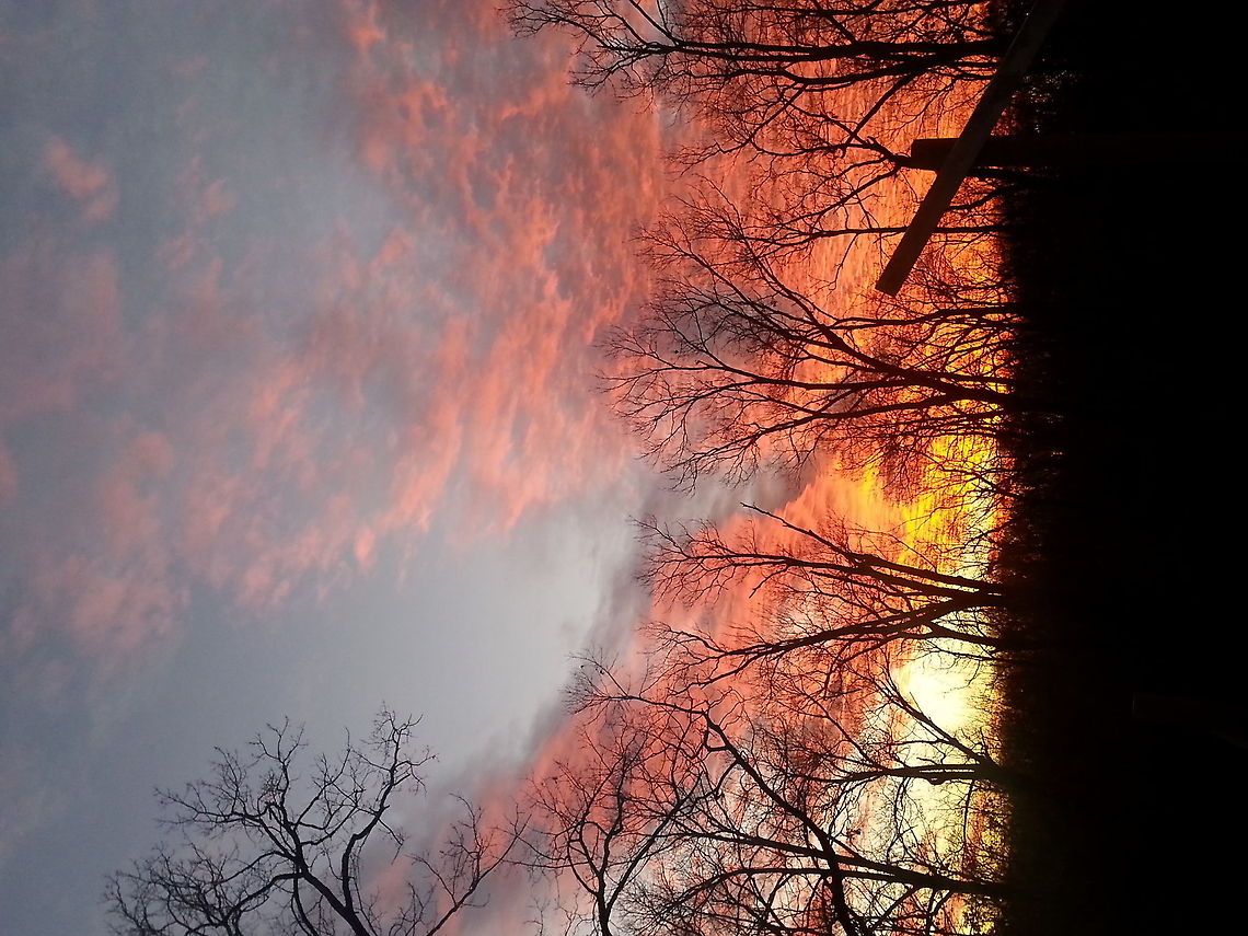 "And we're gonna burn burn burn" While on my deck, I saw a peculiar sight above me come through. As I live in Missouri, we don't get this too often. I had to snap a picture to remember it! beautiful,clouds,nature,orange,pretty,sky