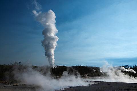 Steamboat geyser We had the incredible luck of arriving right at the time Steamboat geyser was erupting. It's been in a more active phase, but is irregular and the last time it erupted was back in July. When it goes quiet it can remain dormant for up to 50 years! This is the world's tallest geyser - erupting up to 300 feet during a major eruption and this one was definitely major. We were there just after the initial water burst, but there was an intensely powerful steam phase happening. It was like standing next to a dozen steam trains.. the noise and power were incredible. 

I took a ton of other photos during our trip - far more geysers than I probably should post here so, please feel free to enjoy them all here: https://www.flickr.com/photos/splinkie/ Fall,Geotagged,Natural events,United States