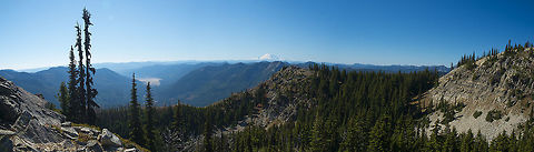 Panoramic view from the shoulders of Davis Peak No mushrooms on this hike - the east side of the Cascades is still way too dry, but this area has it's own charms - like incredible sweeping views such as this one and gorgeous crisp clear fall days. If you look closely at the lake on the left hand side you can see just how bad a drought year this has been... all of that foreground is dry lake bottom. Water is just barely visible far in the distance. Fall,Geotagged,United States