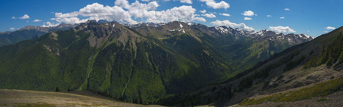 Looking out over Badger and Grand Valleys from the Obstruction Point trail  Geotagged,Olympic National Park,Summer,United States,Washington state,alpine,hiking,nature,panorama,valley