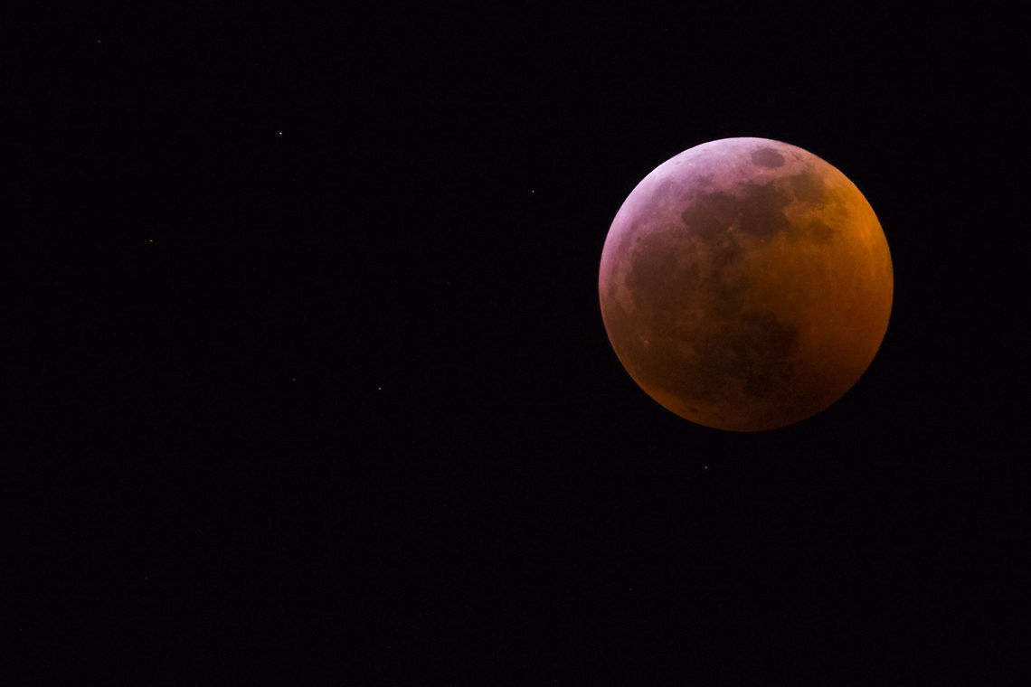 Total eclipse of the moon Tonight's "super, blood, wolf moon"... after a cloudy, cloudy day, it cleared up beautifully in time to see the eclipse. This was just after it reached totality. Geotagged,Natural events,United States,Winter