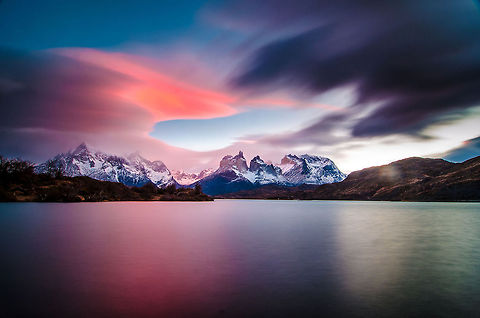 Cuernos_del_Paine A beautiful view of Cuernos del Paine, located at Torres del Paine National Park, Chilean Patagonia. Captured at dawn with long exposure settings in winter 2014 Chile,Geotagged,chile,lake,landscape,location,long exposure,mountains,patagonia,snow,torres del paine,tourism,travel,water,winter