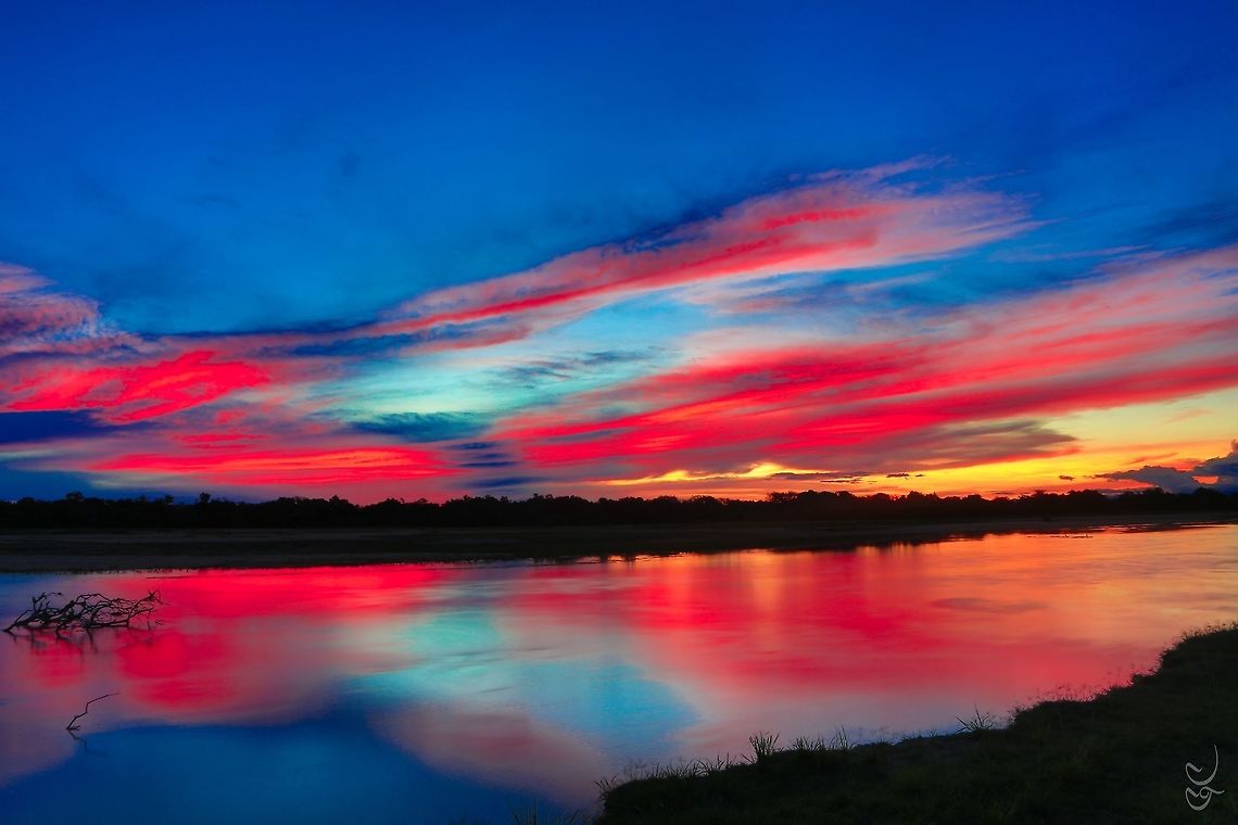 Zambian Fire and Ice A christmas sunset in Zambia.<br />
<br />
Canon 5D MKIII - 24 mm no filter -  Africa,Geotagged,Landscape,Nightscape,Zambia,christmas,fire,ice,river,sunset