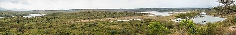 Momella lakes, Tanzania - mega panorama When you're looking at this photo from the JungleDragon photo page, you may wonder what is so mega about this photo. Well, the original of this photo is a whopping 30,000 pixels wide. Viewing and experiencing it properly requires some instructions:

1. Make sure you are a JungleDragon member, and be signed in
2. Open this photo fullscreen by clicking on it
3. Click the "HD" button in the top and wait for the original to load, it may take a while
4. Use your mouse wheel to zoom

Zooming is actually cut off at 5 x magnification, the image has far more detail than what you see even at the maximum zoom level. I will soon fix this in the new JungleDragon version. Note that your browser may significantly slow down or even crash when the original is loaded, depending on your machine. 

Anyway, this is a 15-image (each 36 MP) panorama of Momella Lakes, Tanzania. Each of the three lakes are visible. In the original you can zoom in as far as to see the thousands of flamingos gathering at the edges of the lakes. Africa,Arusha,Arusha National Park,Tanzania