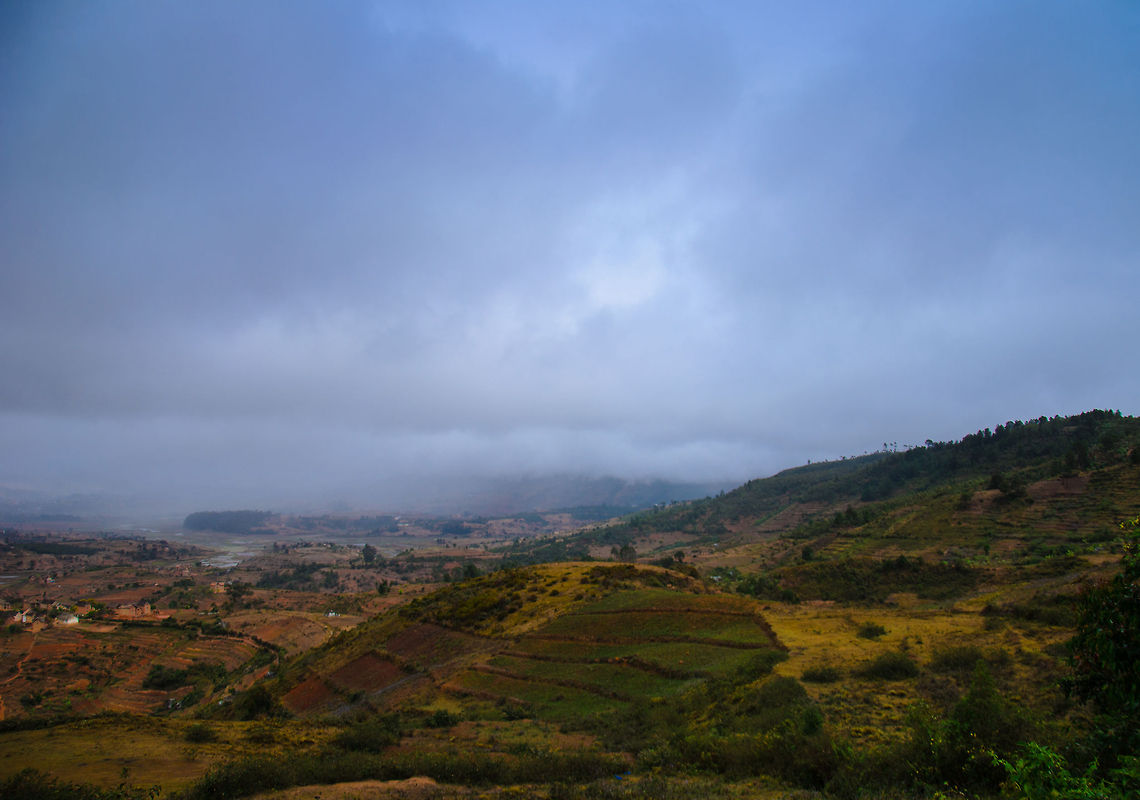 Ranomafana landscapes 1 In our travel from Andasibe to Ranomafana, we could see the climate change from dry and harsh to the moist, clouded and cold weather of Ranomafana.  Madagascar,Ranomafana National Park
