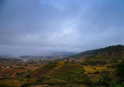 Ranomafana landscapes 1 In our travel from Andasibe to Ranomafana, we could see the climate change from dry and harsh to the moist, clouded and cold weather of Ranomafana.  Madagascar,Ranomafana National Park