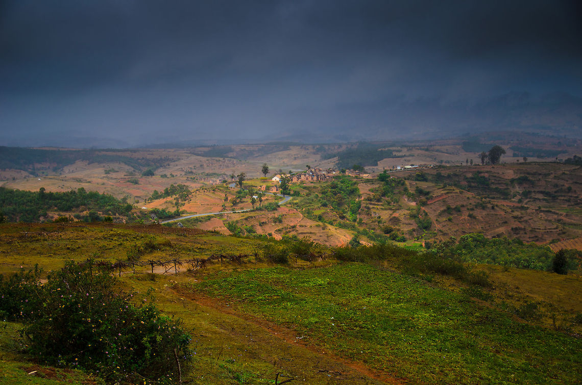 Ranomafana landscapes 4 In our travel from Andasibe to Ranomafana, we could see the climate change from dry and harsh to the moist, clouded and cold weather of Ranomafana.  Geotagged,Madagascar,Ranomafana National Park
