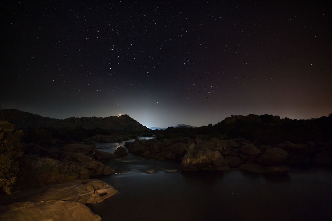 The boulder strewn nightscape of Northern Karnataka This is an environmental shot of the area surrounding Hampi in Northern Karnataka...  It was also the view from our room..  :) Fall,Geotagged,India,John Rowell,John Rowell Photography,adhocphotographer,copyright