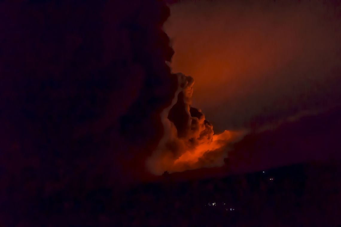 Devil's House On December 28th, 2014, Mount Etna produced a so violent as brief eruption with emission of lava and ash. <br />
The high-altitude clouds mixed with ash cloud have created a unique show of its kind. Geotagged,Italy,Winter,ash,eruption,etna,flames,lava,mount