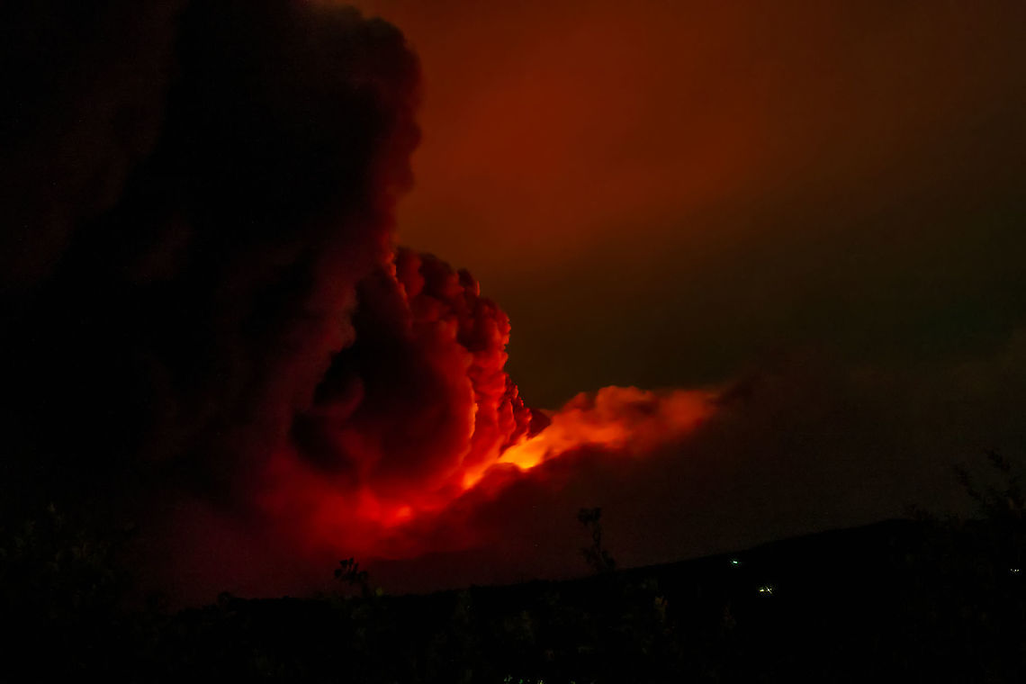 The night of the volcano On December 28th, 2014, Mount Etna produced a so violent as brief eruption with emission of lava and ash. <br />
The high-altitude clouds mixed with ash cloud have created a unique show of its kind. Clouds,Geotagged,Italy,Winter,eruption,etna,fire,lava