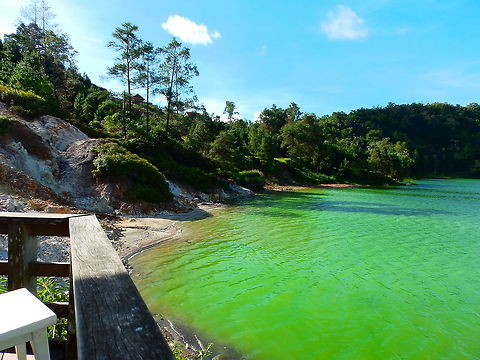 Waters of Danau Linow (Linow Lake) This is on the side where we and the ducks were.  Geotagged,Indonesia,Spring,Sulawesi