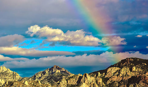 Big Sky Rainbow This mountain range peaks at 2800m and was taken from an altitude of 750m from approximately 10km away. Big sky event. Natural events,Sunset,mountain,rainbows