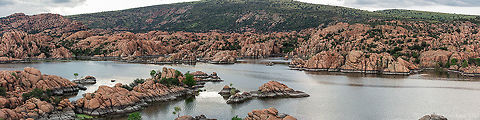 Watson Lake Watson Lake is one of two reservoirs at the Granite Dells, in Prescott, Arizona, that was formed in the early 1900s when the Chino Valley Irrigation District built a dam on Granite Creek. The City of Prescott bought the reservoir and surrounding land in 1997 to preserve it as recreational land. Local rockclimbers use the granite cliffs above and adjacent to the lake for top-roping and lead climbing. The lake is also the home of TriCity Prep Rowing Crew, a local high school team and only rowing team in Northern Arizona. Geotagged,Summer,United States