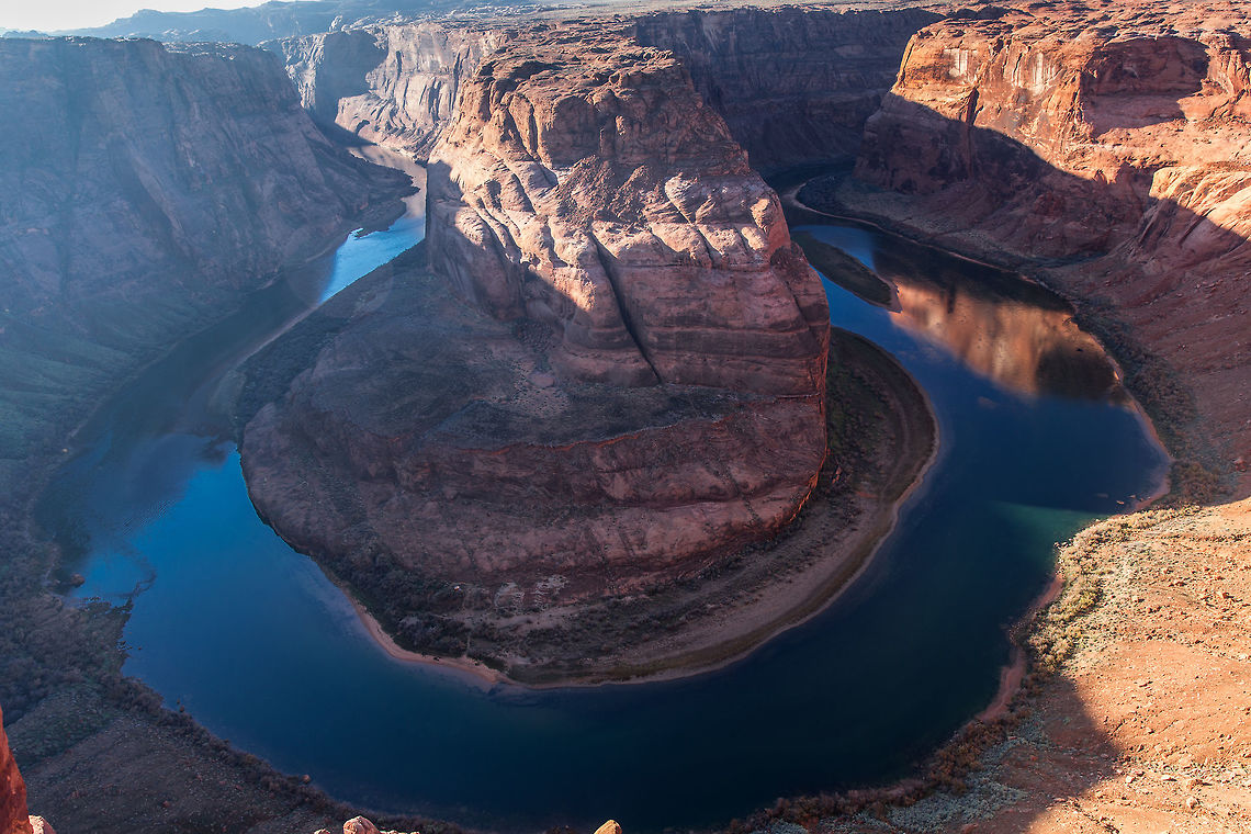 Horseshoe Bend, Page AZ This is a natural formation.  Horseshoe Bend is a horseshoe-shaped meander of the Colorado River located near the town of Page, Arizona, in the United States.  The cliff ledges that the pics are taken from are approximately 800 feet above the river. Fall,Geotagged,United States