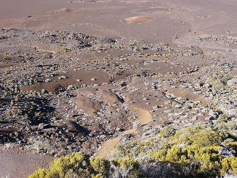 Piton de la Fournaise - a volcano One of the most active volcanoes in the world. The most recent eruption begun in May 2016.   This is from a much earlier eruption, showing regeneration by lichen and mosses etc.. Geotagged,Reunion,Volcano,Winter,regeneration