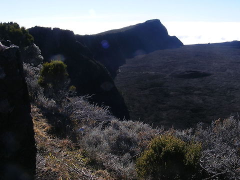 A brooding landscape Volcanic landscape, showing a slow regeneration. Geotagged,Reuinion,Reunion,Winter,regeneration,volcanic craters
