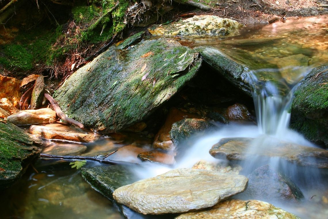 Smooth_Waterfall Taken from a trail in Michaux State forest in PA Geotagged,Summer,United States,Waterfall,Woods,outdoors,water