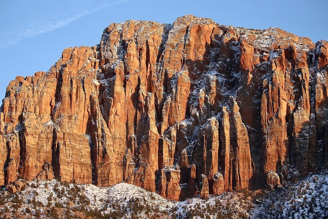 Rock formation in afternoon winter sun at Zion National Park,Utah USA  Eamw landscapes,Geotagged,United States,Winter