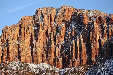 Rock formation in afternoon winter sun at Zion National Park,Utah USA  Eamw landscapes,Geotagged,United States,Winter