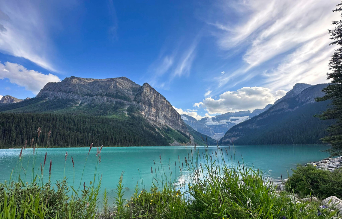 Lake Louise, Alberta, Canada. Located in Banff National Park in the Canadian Rockies, this breathtaking turquoise lake is glacier-fed and surrounded by high peaks.  Alberta,Banff National Park,Canada,Canadian Rockies,Geotagged,Lake Louise,Summer,glacial lake,landscape,turquoise lake,waterscape