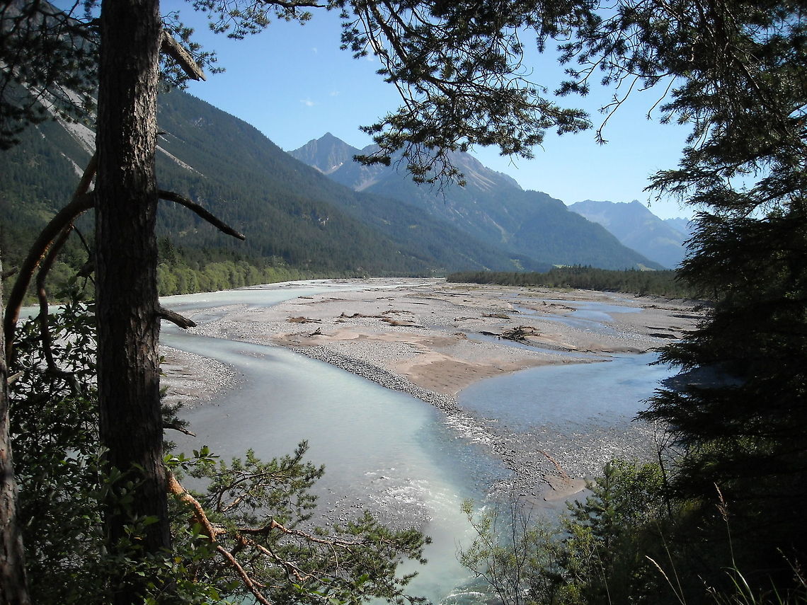 River "Lech" near Stanzach, Austria This photo is taken in the Lechvalley in Austria. I only had a small pocket camera with me at the time. The water is in real also a bit milky blue, because the ice just melted before it reached this river. Austria,Geotagged,Lechtal